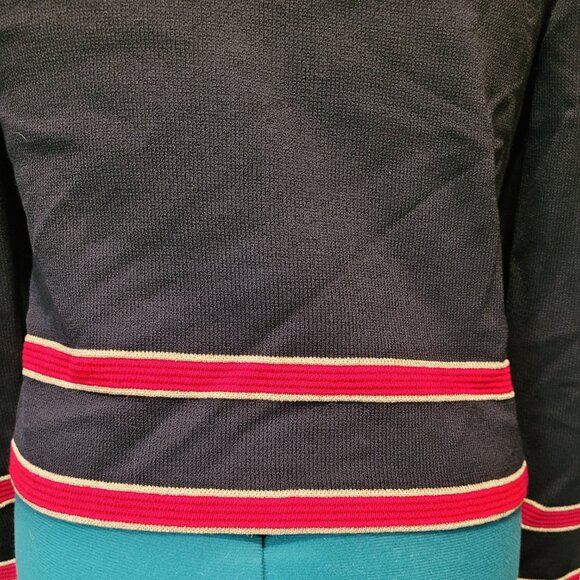 St. John By Marie Gray Collection Santana Knit Black with Red and Gold Trim Size - Picture 5 of 6